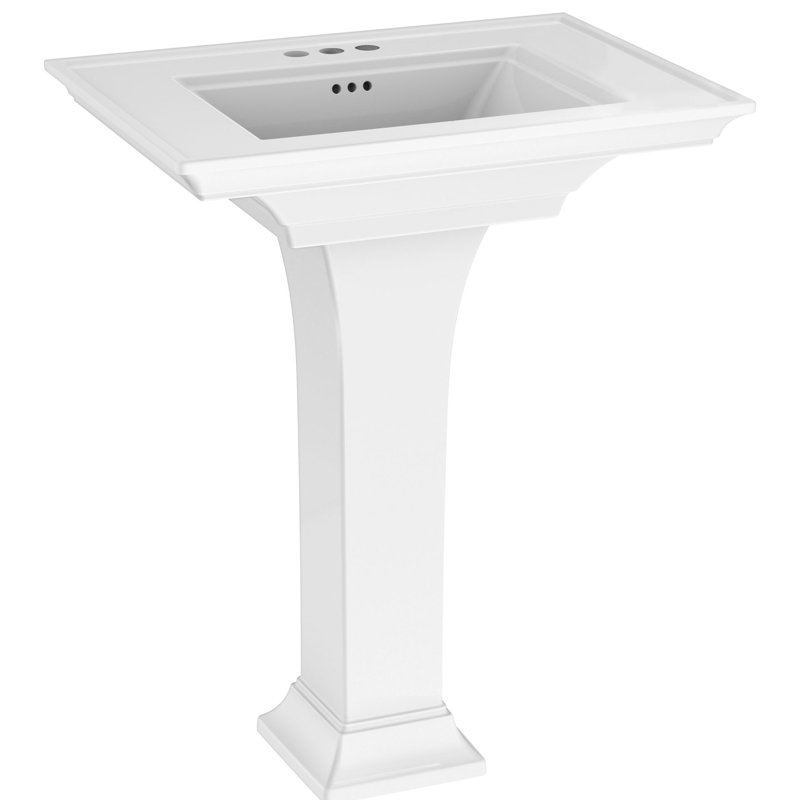 American Standard Town White Ceramic Rectangular Pedestal Bathroom Sink